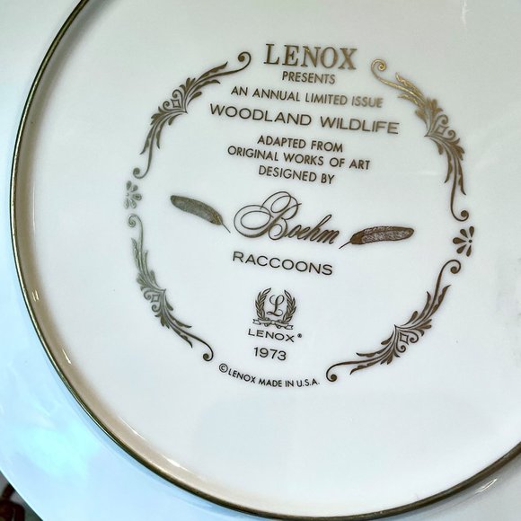 Vintage Lenox Woodland Wildlife Limited Issue Raccoons Collector Plate - Picture 2 of 6